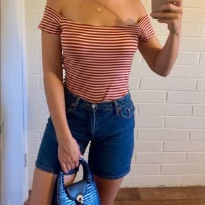 Striped Cold Shoulder Tee